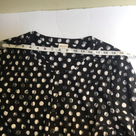 Merona NEW Polka Dot Stretch Shirt Dress Pockets Button Stretch Tunic Minimal L - Picture 14 of 16